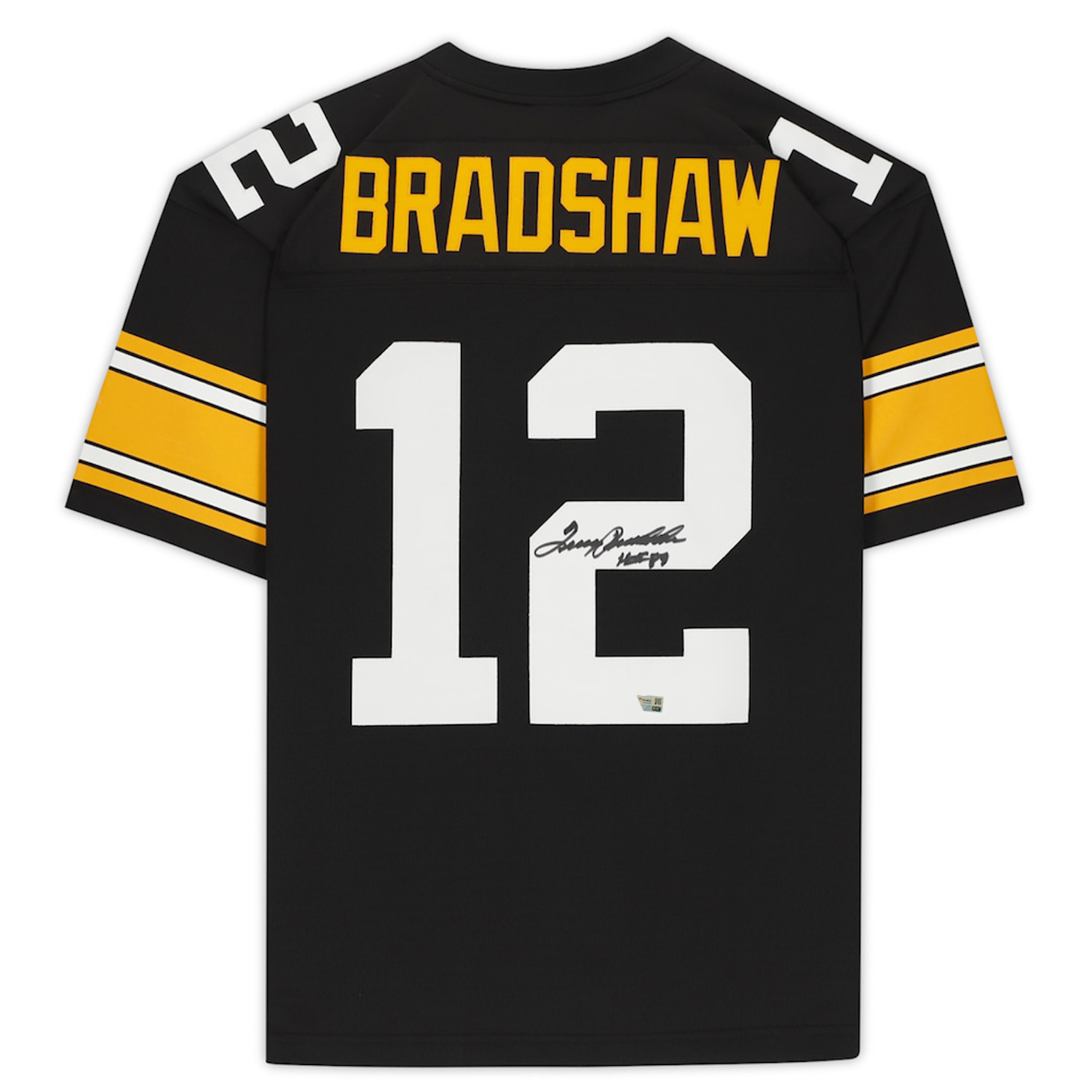 Terry Bradshaw Autographed and Inscribed "HOF 89" Pittsburgh Steelers Black Mitchell & Ness Throwback Jersey Fanatics