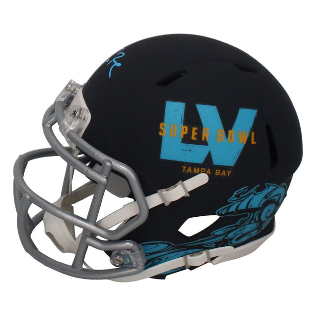 Tom Brady Autographed New England Patriots SB LV Logo Speed Mini Helmet Fanatics