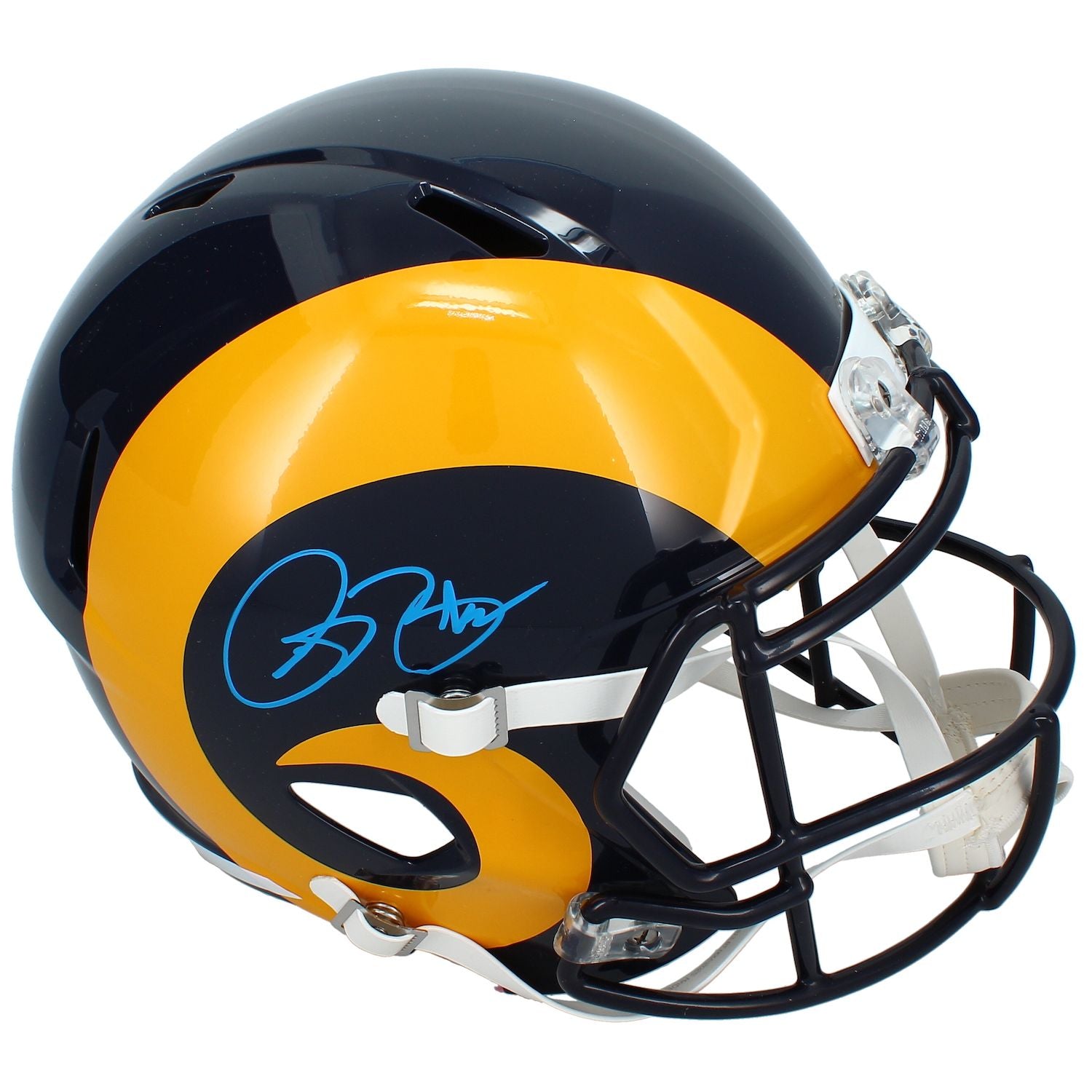 Isaac Bruce Autographed Los Angeles Rams 1981-99 Throwback Speed Full Size Helmet Beckett