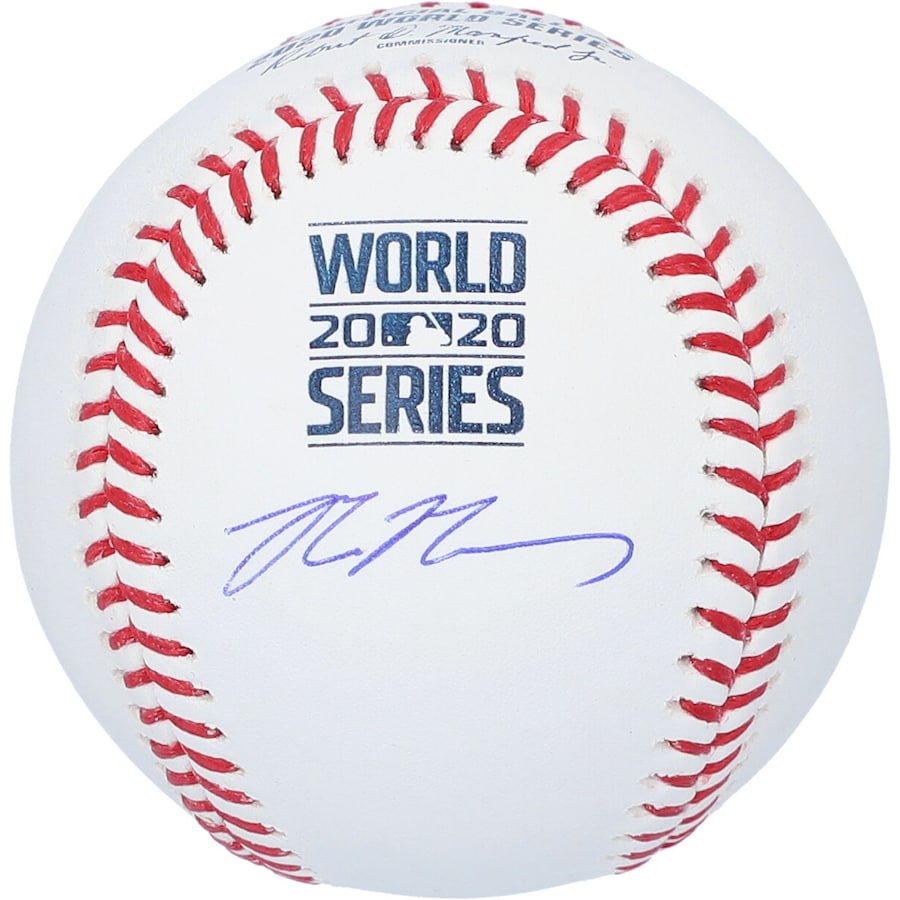 MAX MUNCY Autographed Los Angeles Dodgers 2020 World Series Logo Baseball FANATICS