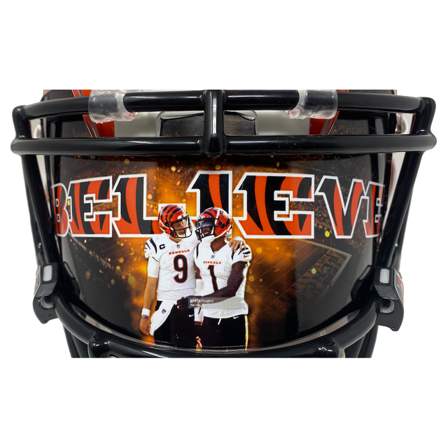 Joe Burrow / Ja'Marr Chase Cincinnati Bengals Autographed Authentic Helmet w/ Custom Visor Fanatics