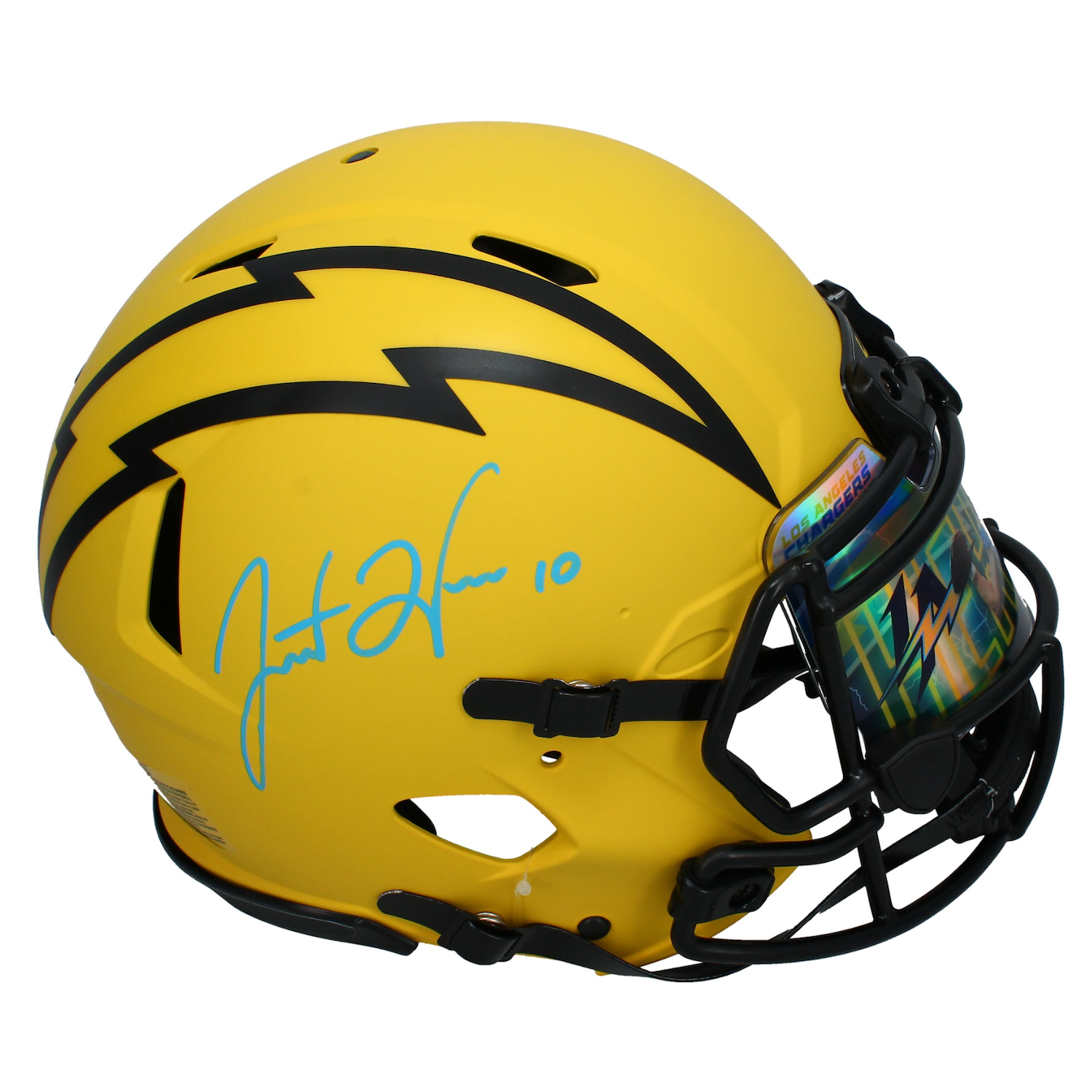 Justin Herbert Autographed Los Angeles Chargers Authentic 'RAVE' Helmet w/ Visor Fanatics