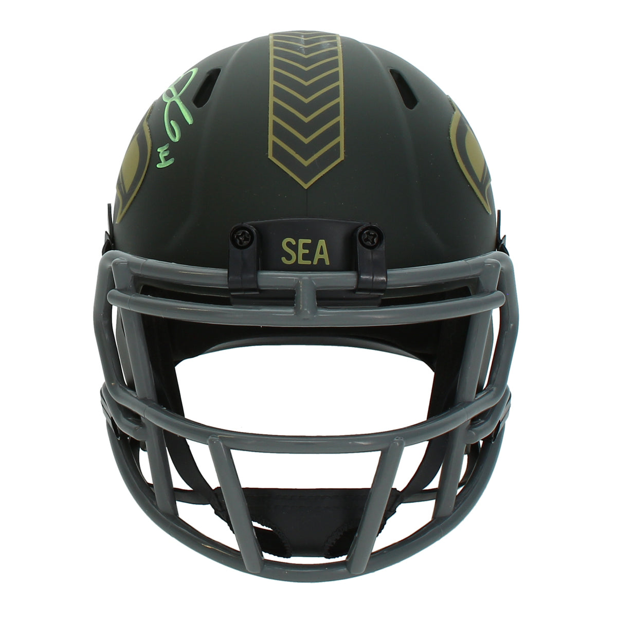 Sam Darnold Autographed Seattle Seahawks 2025 Salute to Service Speed Mini Helmet Beckett