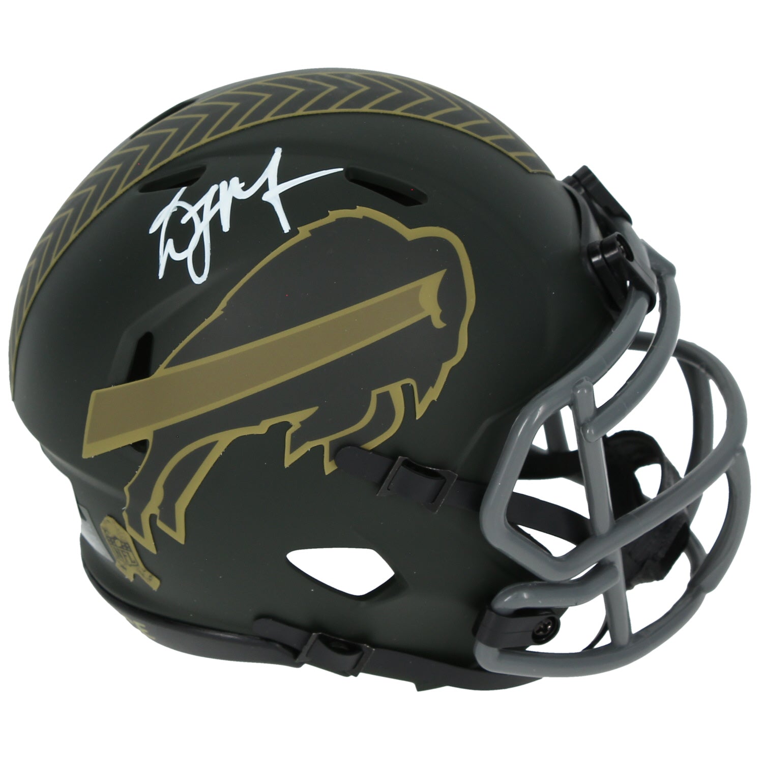 D.J. Moore Autographed Buffalo Bills 2025 Salute to Service Mini Helmet Beckett