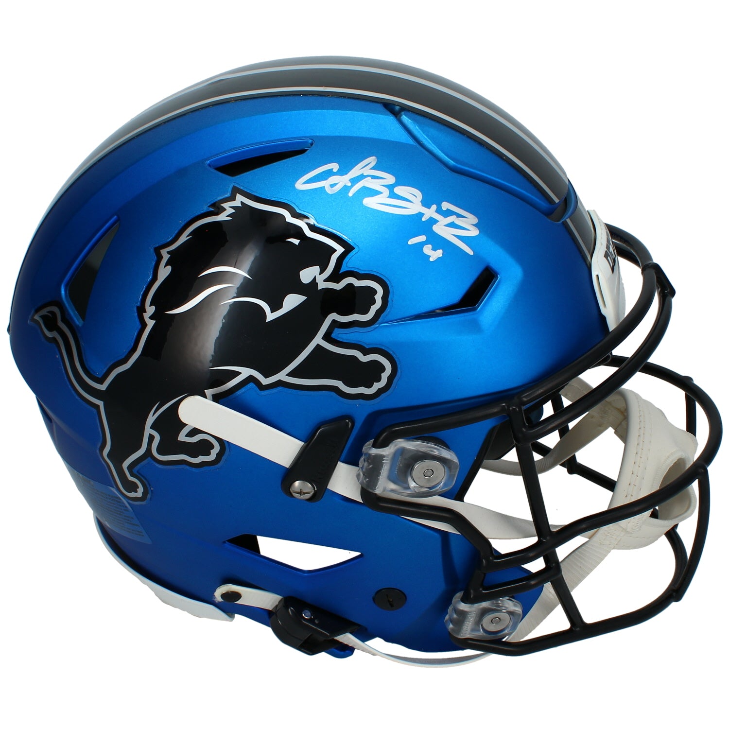 Amon-Ra St. Brown Autographed Detroit Lions Blue 2023 Alternate SpeedFlex Authentic Helmet Beckett