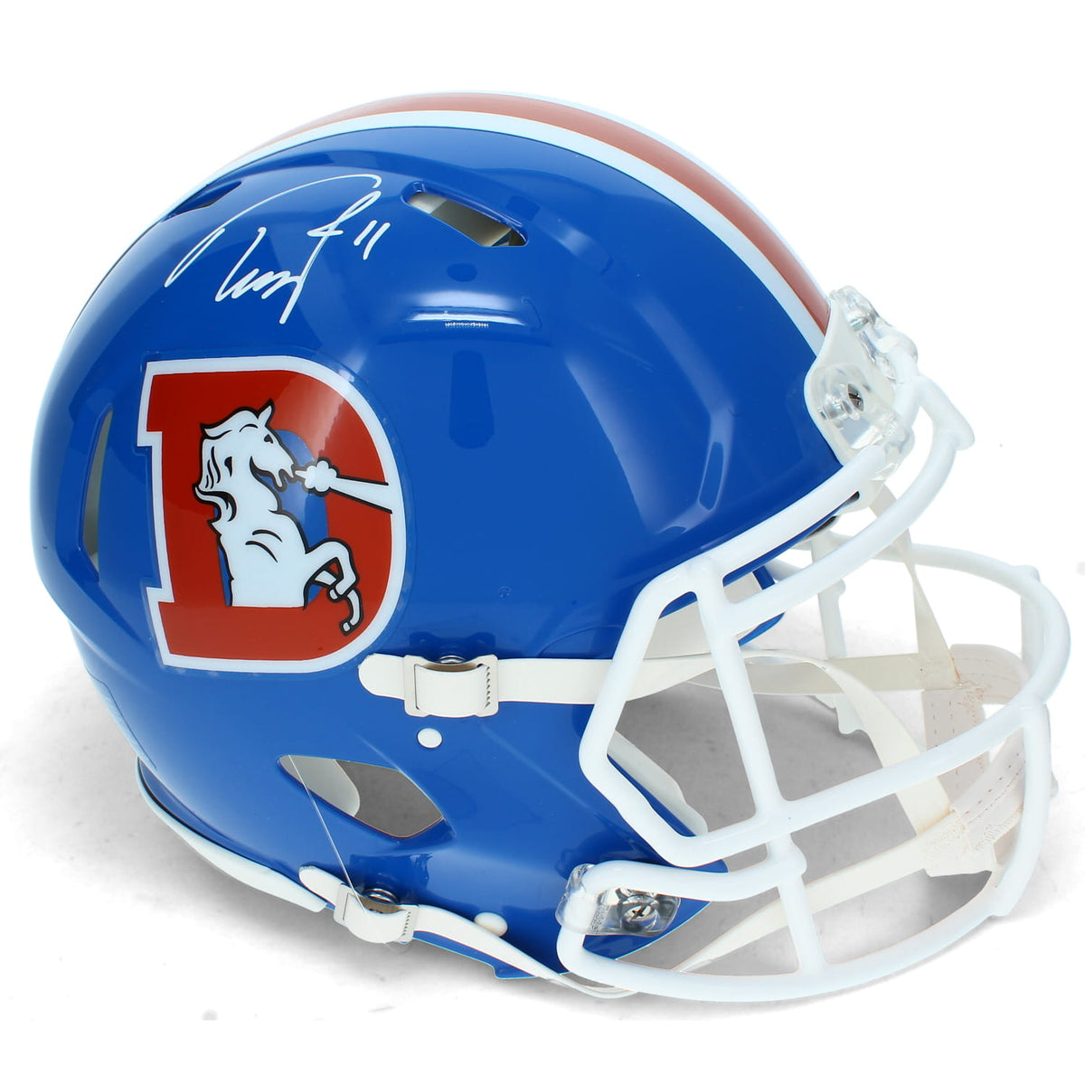 Troy Franklin Autographed Denver Broncos 1975-96 Throwback Speed Authentic Helmet Beckett