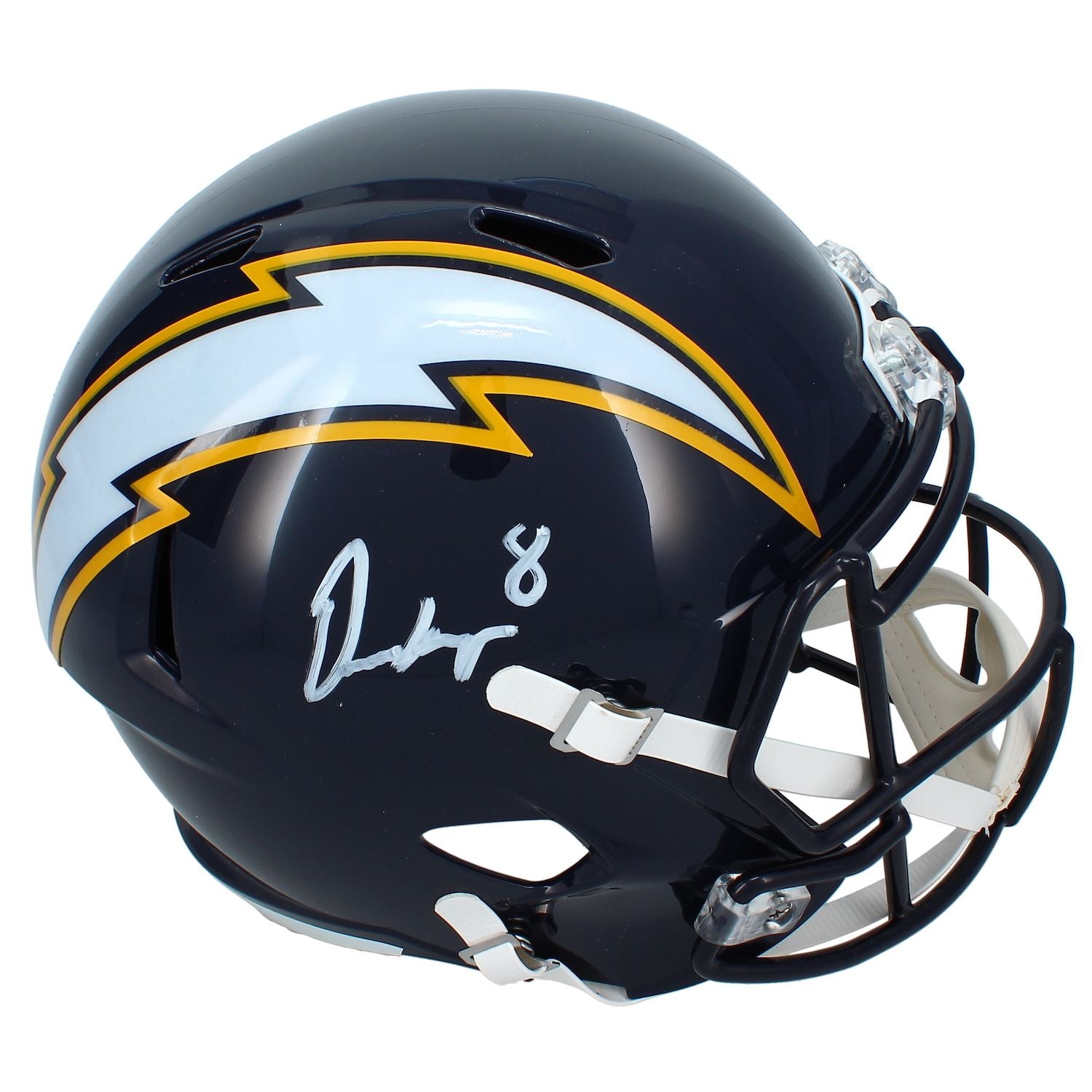 Omarion Hampton Autographed Los Angeles Chargers Navy 2025 Alternate Speed Full Size Helmet Beckett