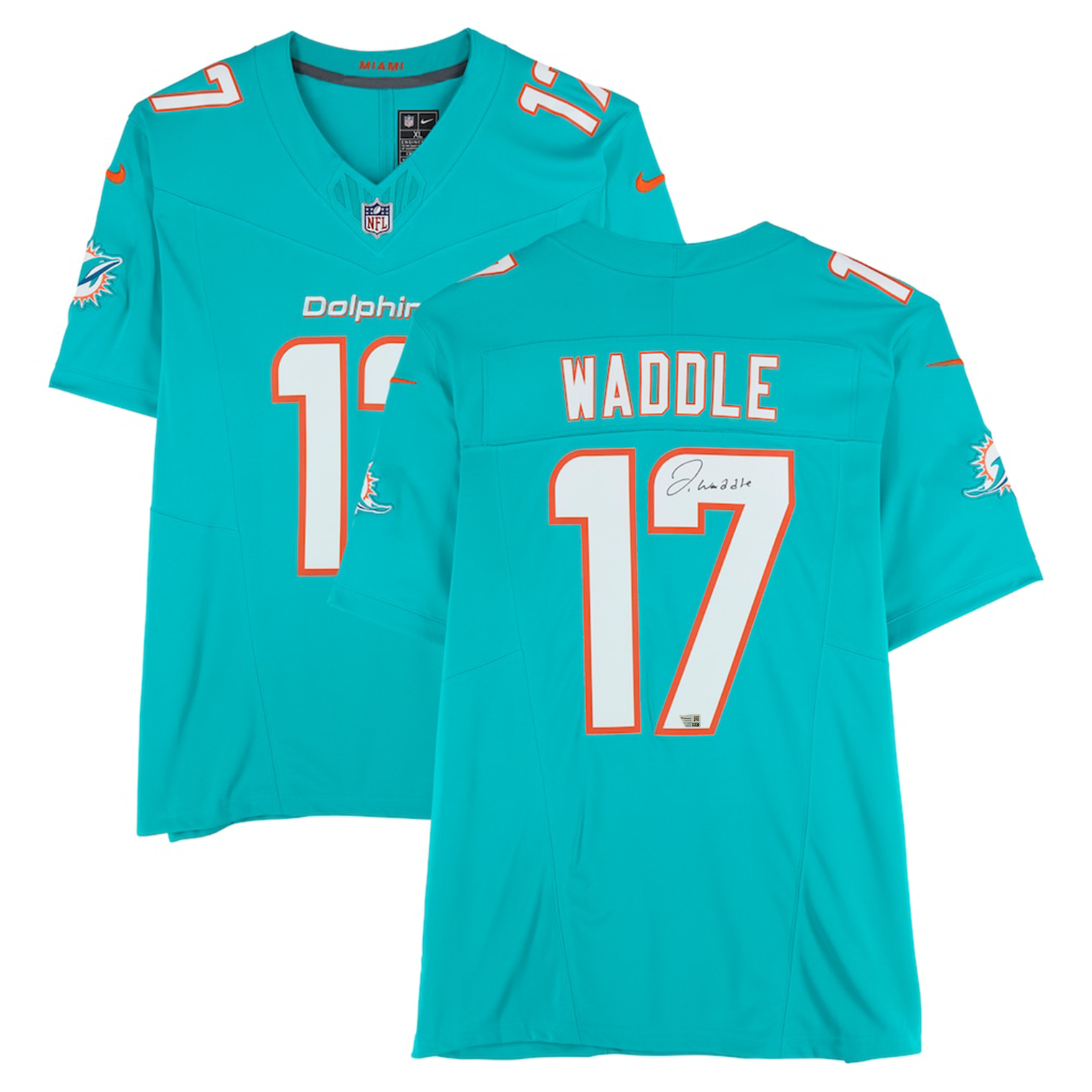 Jaylen Waddle Autographed Miami Dolphins Nike Aqua Throwback Game Jersey Fanatics