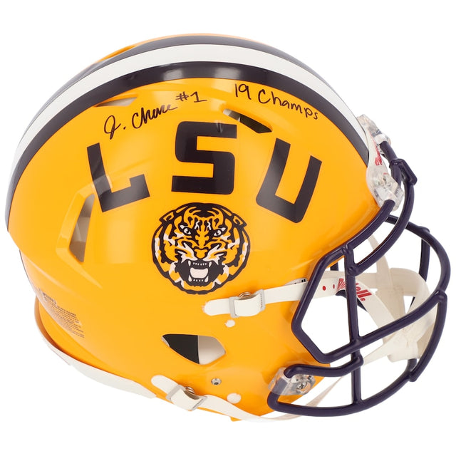 JA'MARR CHASE Autographed "19 Champs" LSU Tigers Speed Authentic Helmet FANATICS