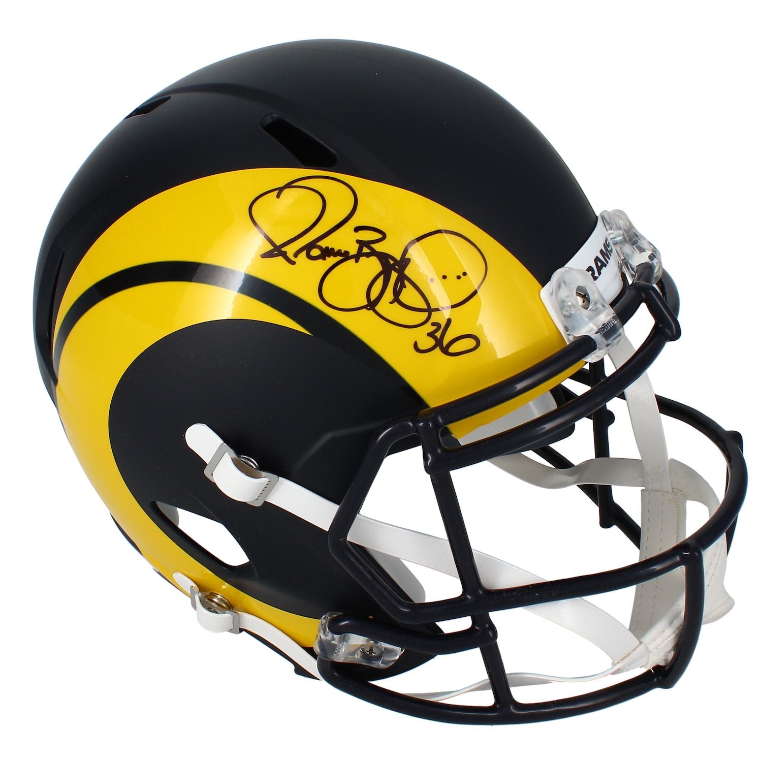 Jerome Bettis Autographed Los Angeles Rams Black Rivalries Speed Full Size Helmet Beckett