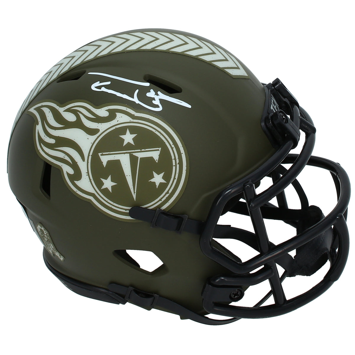 Taylor Lewan Autographed Tennessee Titans 2022 Salute to Service Speed Mini Helmet Beckett