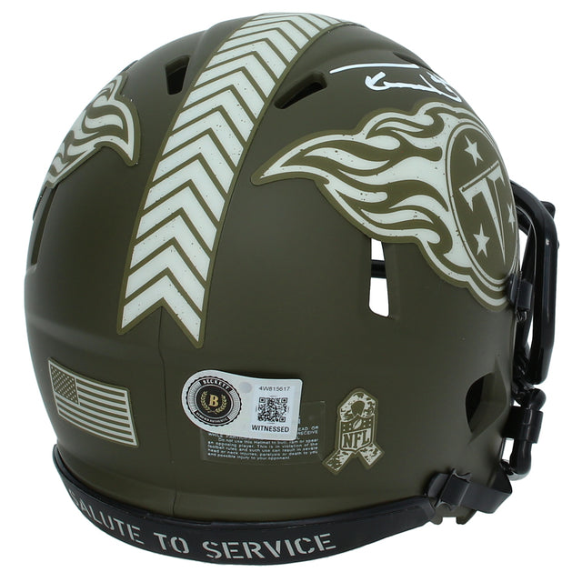 Taylor Lewan Autographed Tennessee Titans 2022 Salute to Service Speed Mini Helmet Beckett