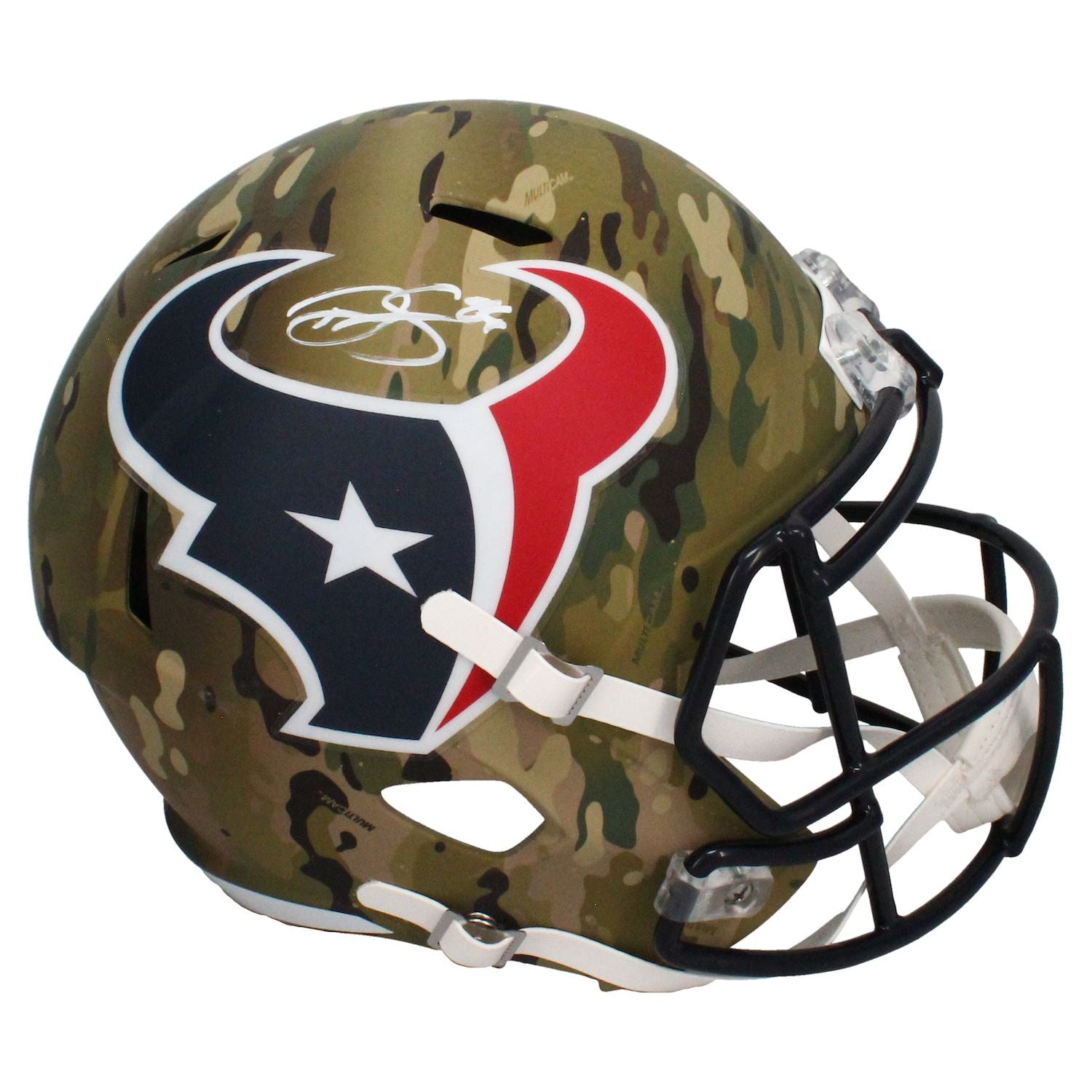 Dalton Schultz Autographed (In White) Texans Camo Full Size Speed Helmet Beckett