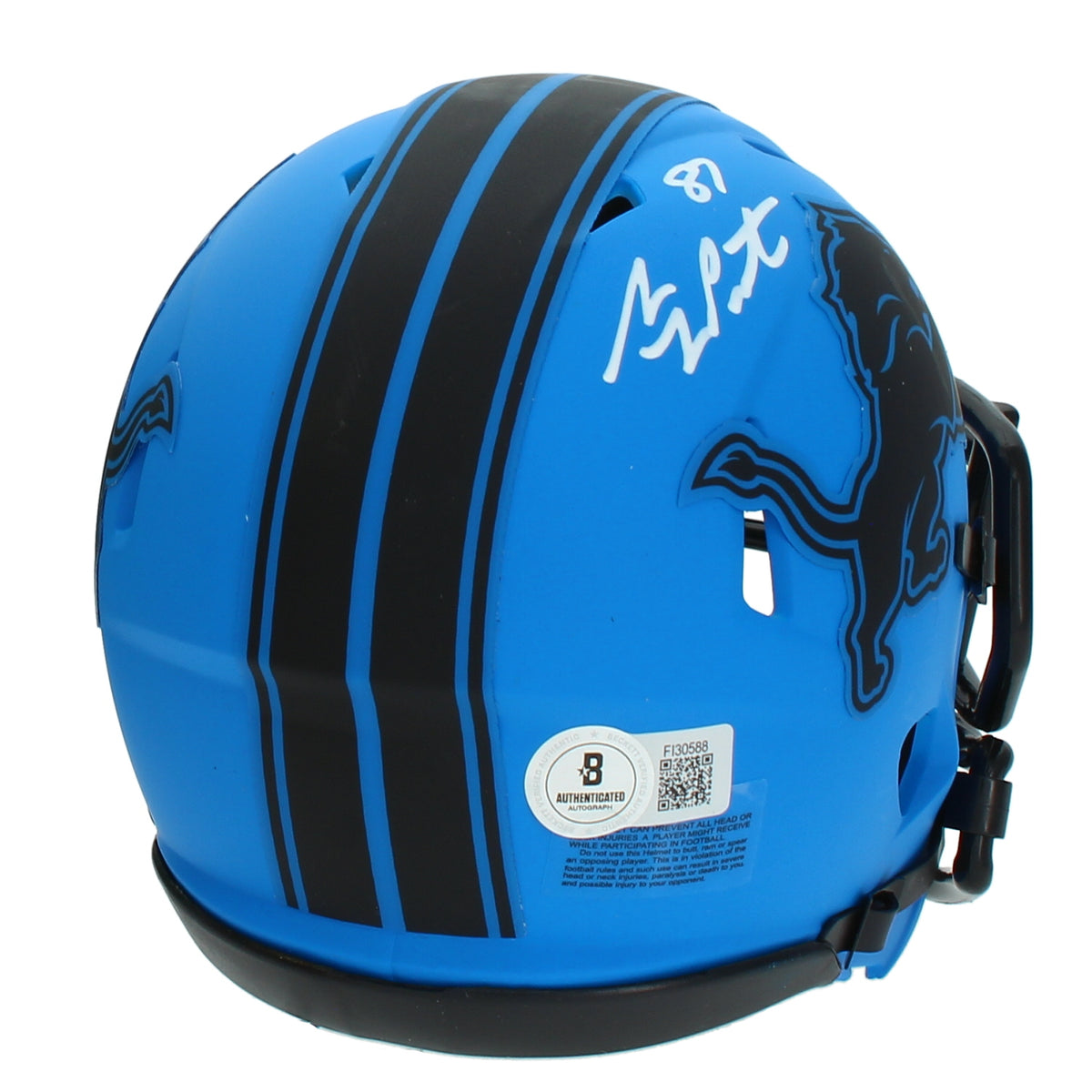 Sam LaPorta Autographed Detroit Lions RAVE Speed Mini Helmet Beckett Witnessed