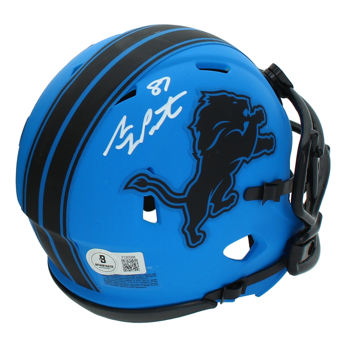 Sam LaPorta Autographed Detroit Lions RAVE Speed Mini Helmet Beckett Witnessed