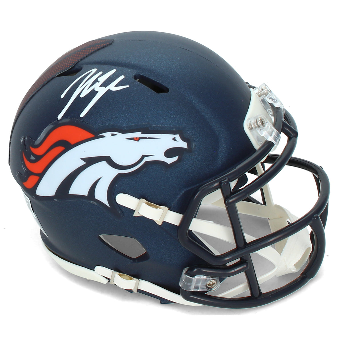 John Lynch Autographed Denver Broncos 2024 Speed Mini Helmet Beckett Witnessed