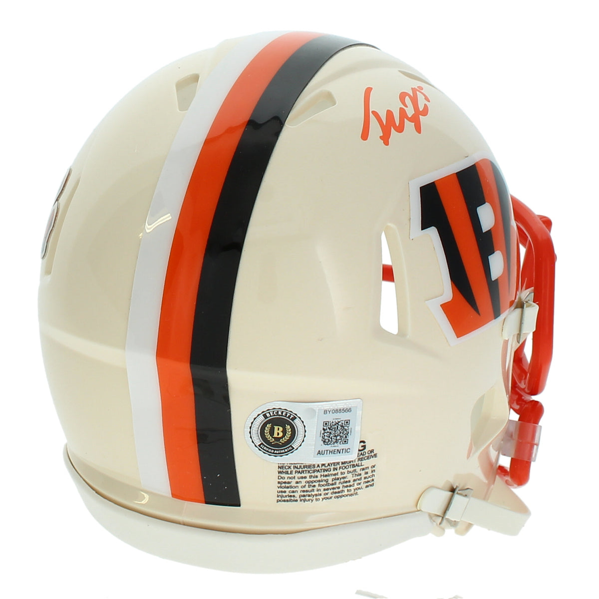 Tee Higgins Autographed Cincinnati Bengals RETRO Speed Mini Helmet Beckett