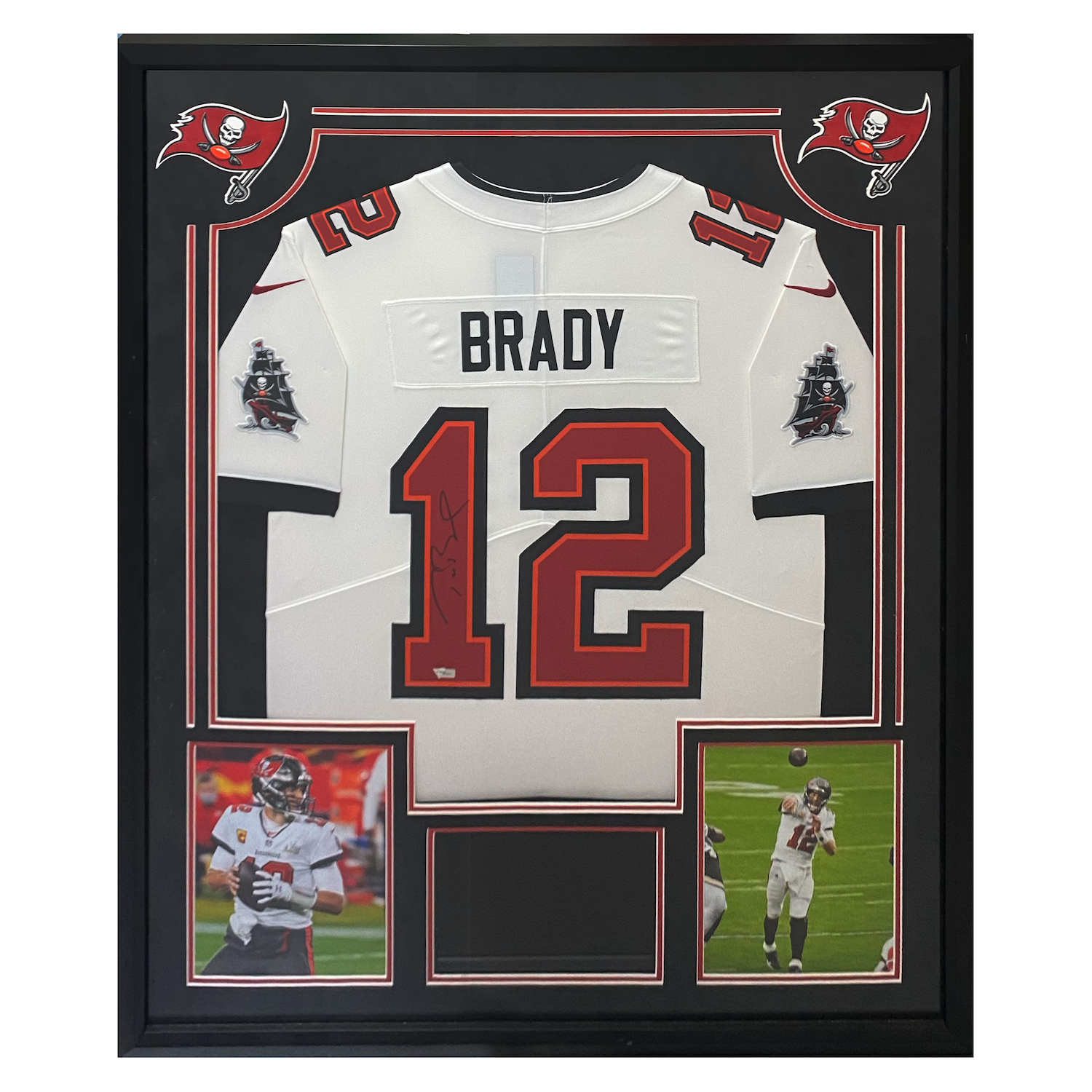 Tom Brady Autographed Bucs Framed 34" x 44" Nike Jersey w/ Monitor Fanatics