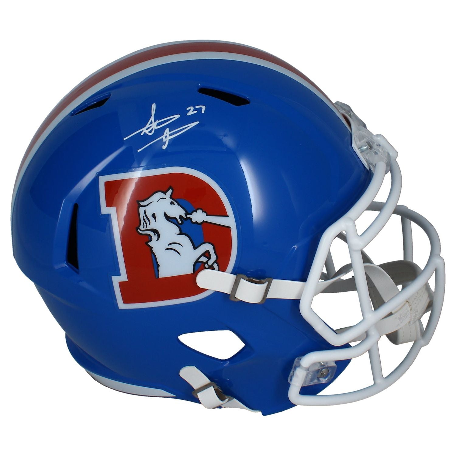 Steve Atwater Autographed Broncos Old D Full Size Speed Helmet Beckett