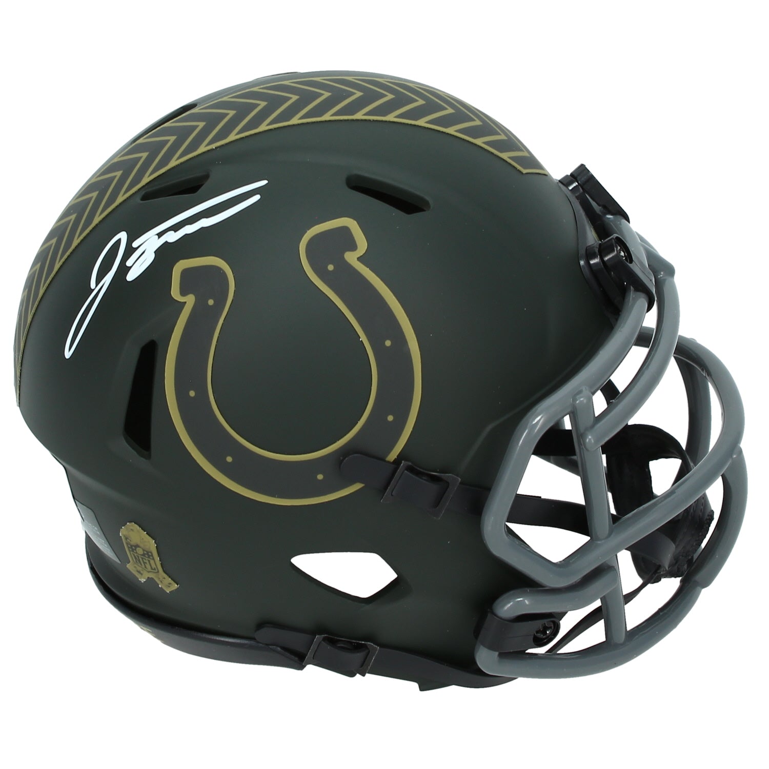 Jonathan Taylor Autographed Indianapolis Colts 2025 Salute to Service Speed Mini Helmet Beckett