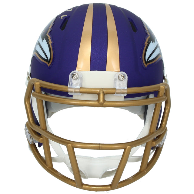 Zay Flowers Autographed Baltimore Ravens Purple Alternate "Purple Rising" Speed Mini Helmet Beckett