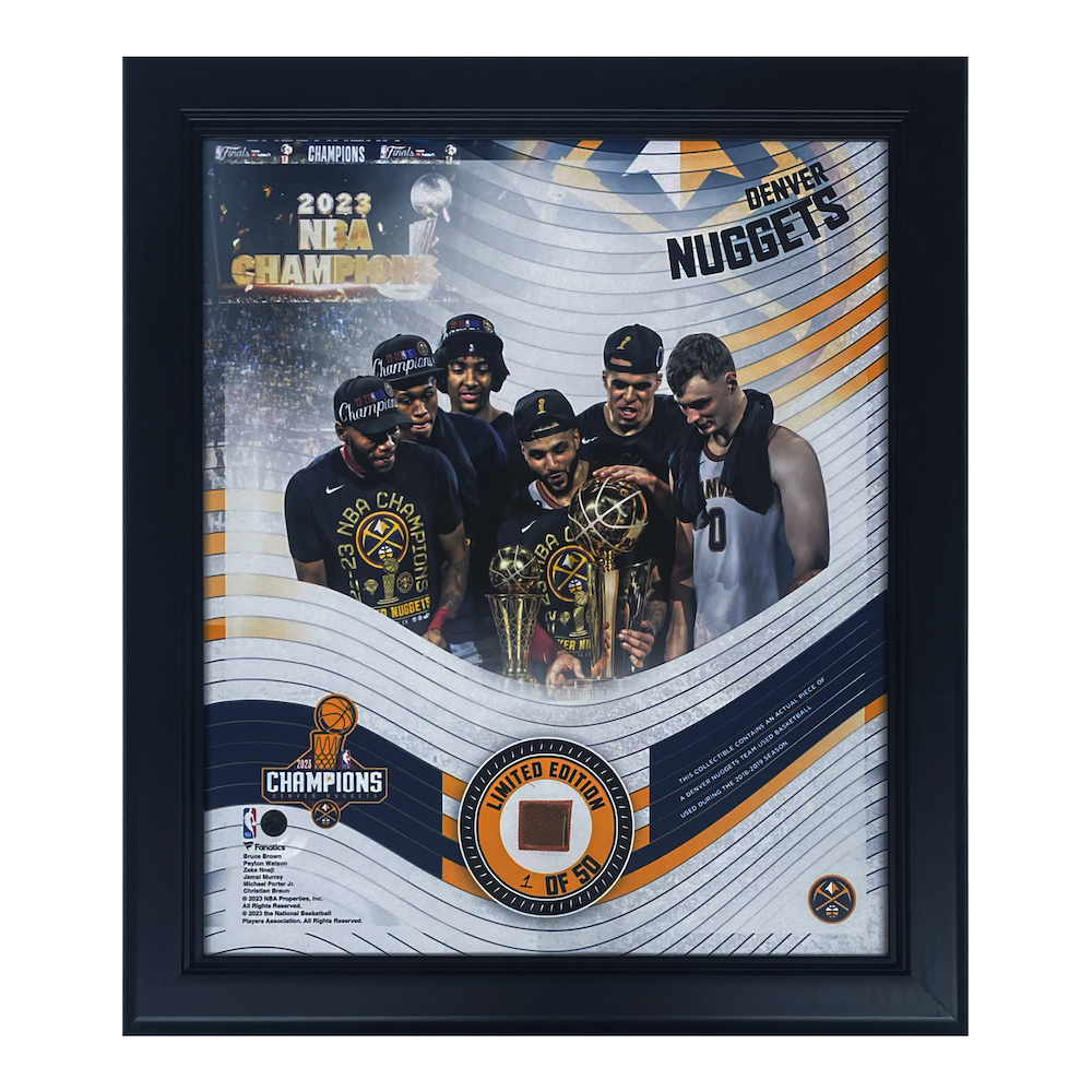 Denver Nuggets 2023 NBA Champs 15" x 17" Game Used Basketball Collage LE 50