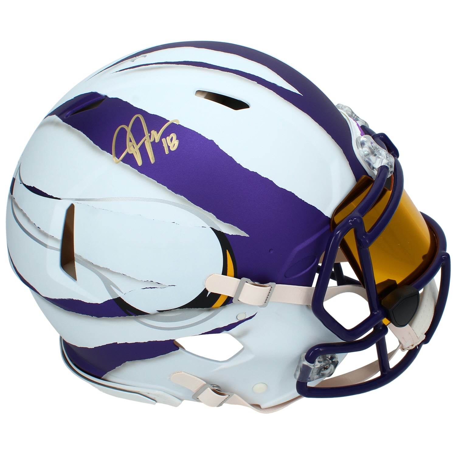 Justin Jefferson Autographed Minnesota Vikings ECC Custom Painted "Ripped" Speed Authentic Helmet Beckett