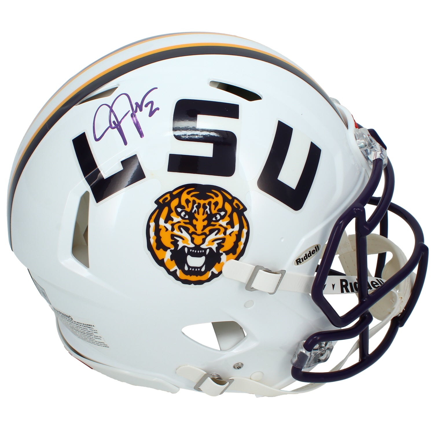 Justin Jefferson Autographed LSU Tigers White Speed Authentic Helmet Beckett
