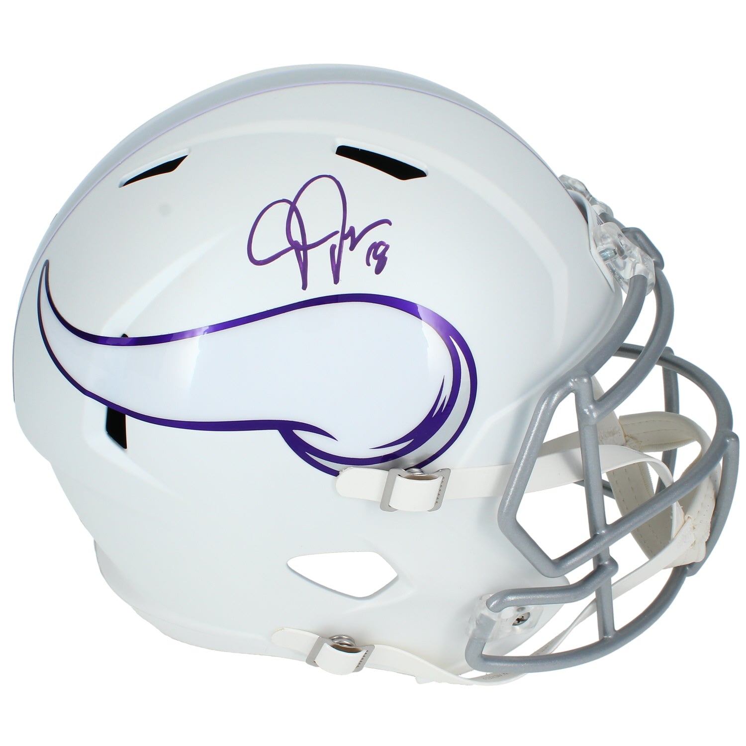Justin Jefferson Autographed Minnesota Vikings 2023 Alternate Tribute Speed Full Size Helmet Beckett