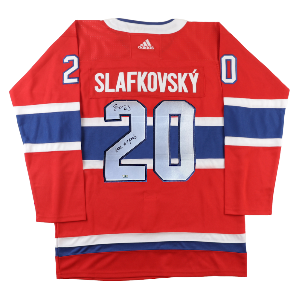 JURAJ SLAFKOVSKY Autographed "#1 Pick" Montreal Canadians Authentic Red Jersey FANATICS