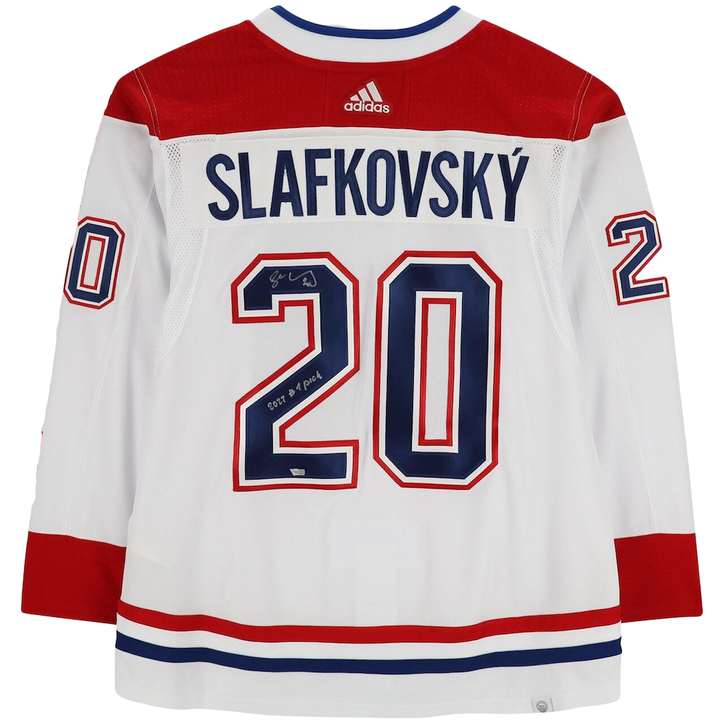 JURAJ SLAFKOVSKY Autographed "2022 #1 Pick" Montreal Canadians Authentic Jersey FANATICS