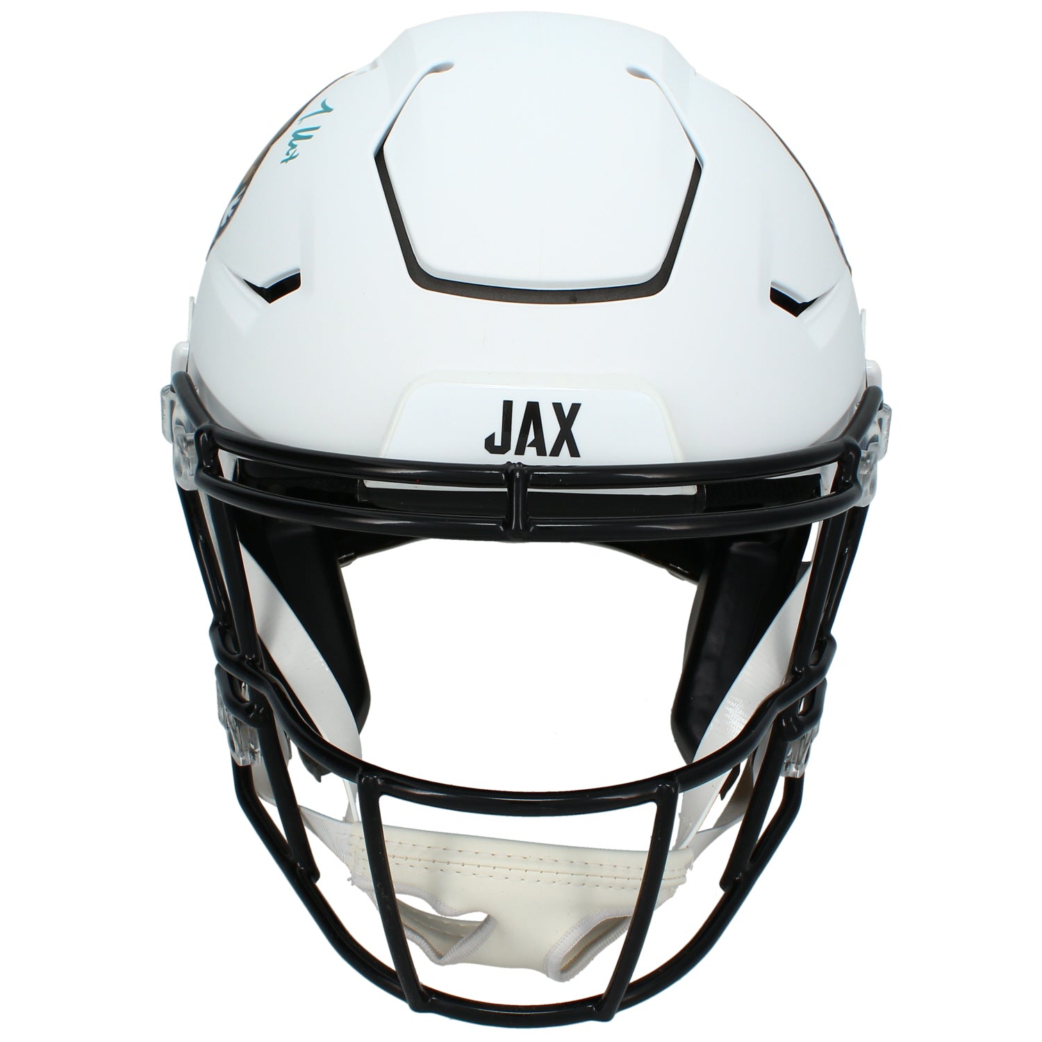 Travis Hunter Autographed Jacksonville Jaguars White 2024 Alternate Speedflex Authentic Helmet Beckett