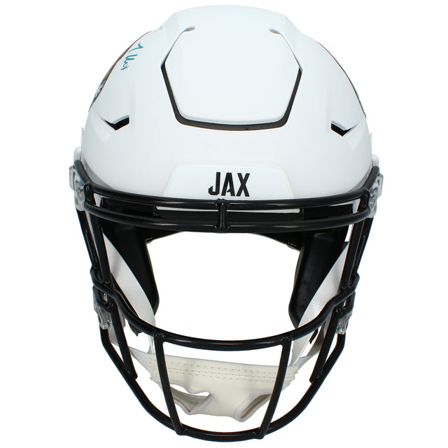 Travis Hunter Autographed Jacksonville Jaguars White 2024 Alternate Speedflex Authentic Helmet Beckett