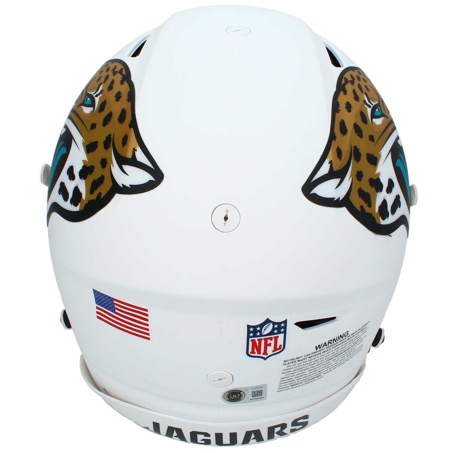 Travis Hunter Autographed Jacksonville Jaguars White 2024 Alternate Speedflex Authentic Helmet Beckett