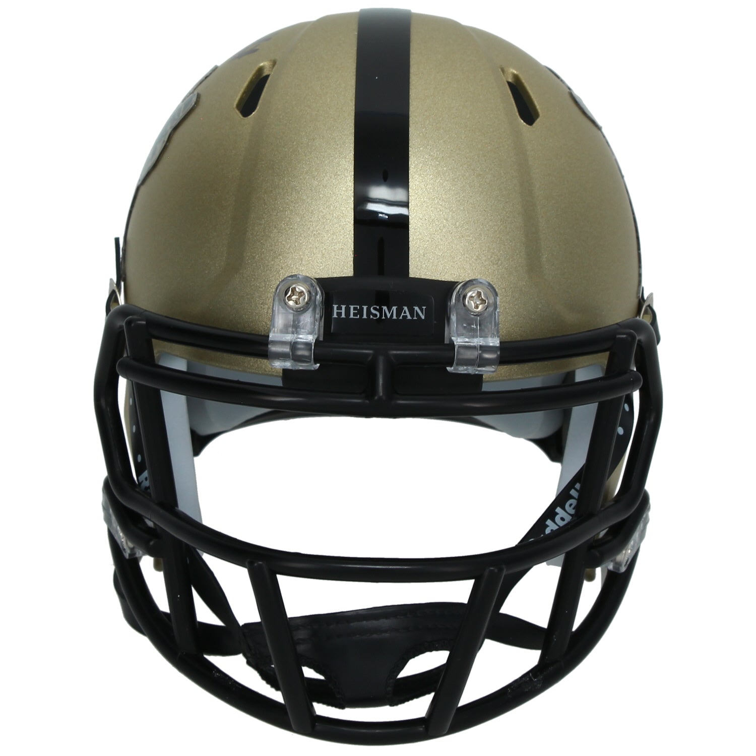 Travis Hunter Autographed Gold Heisman Trophy Logo Speed Mini Helmet Beckett