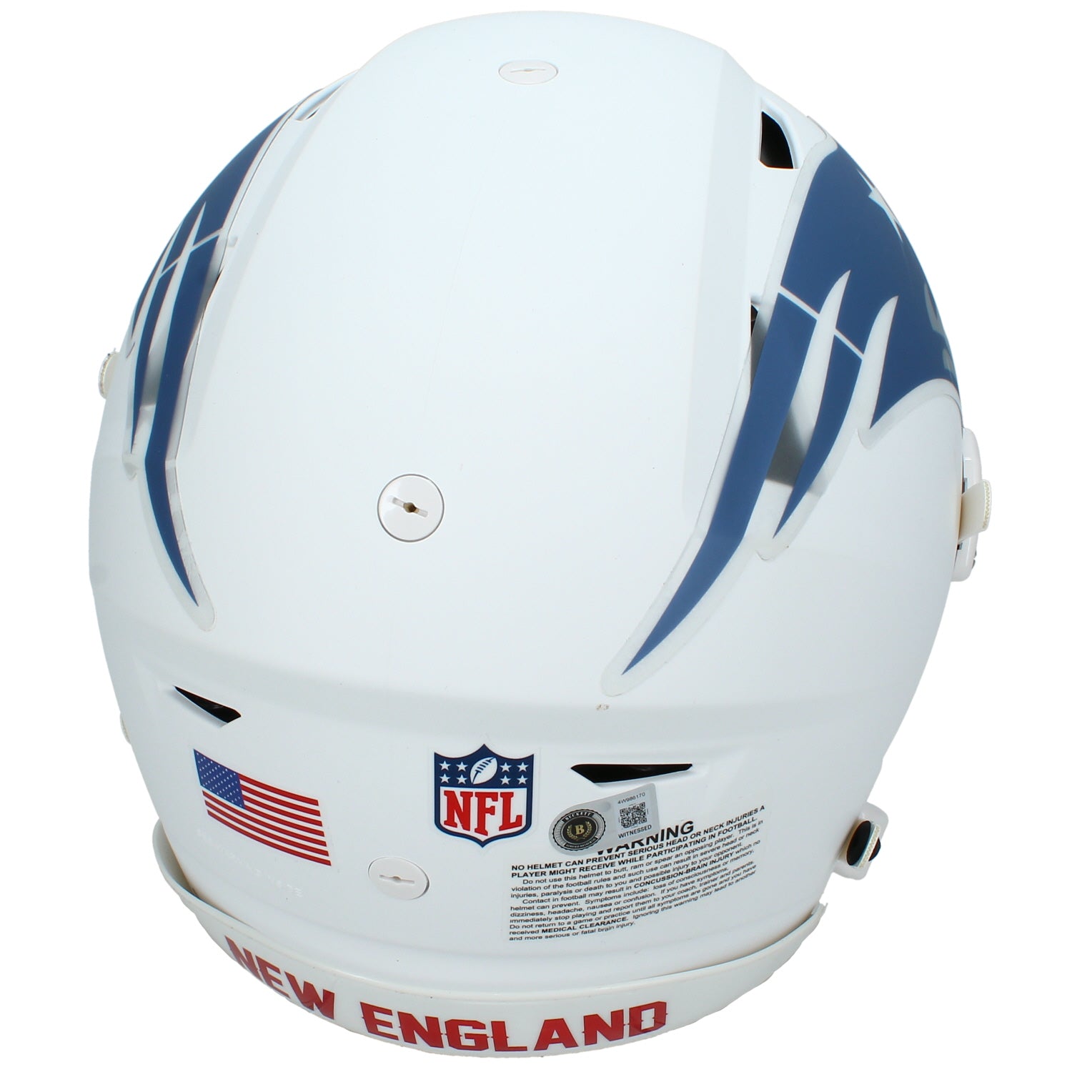 Randy Moss Autographed New England Patriots White 2025 Rivalries Speedflex Authentic Helmet Beckett