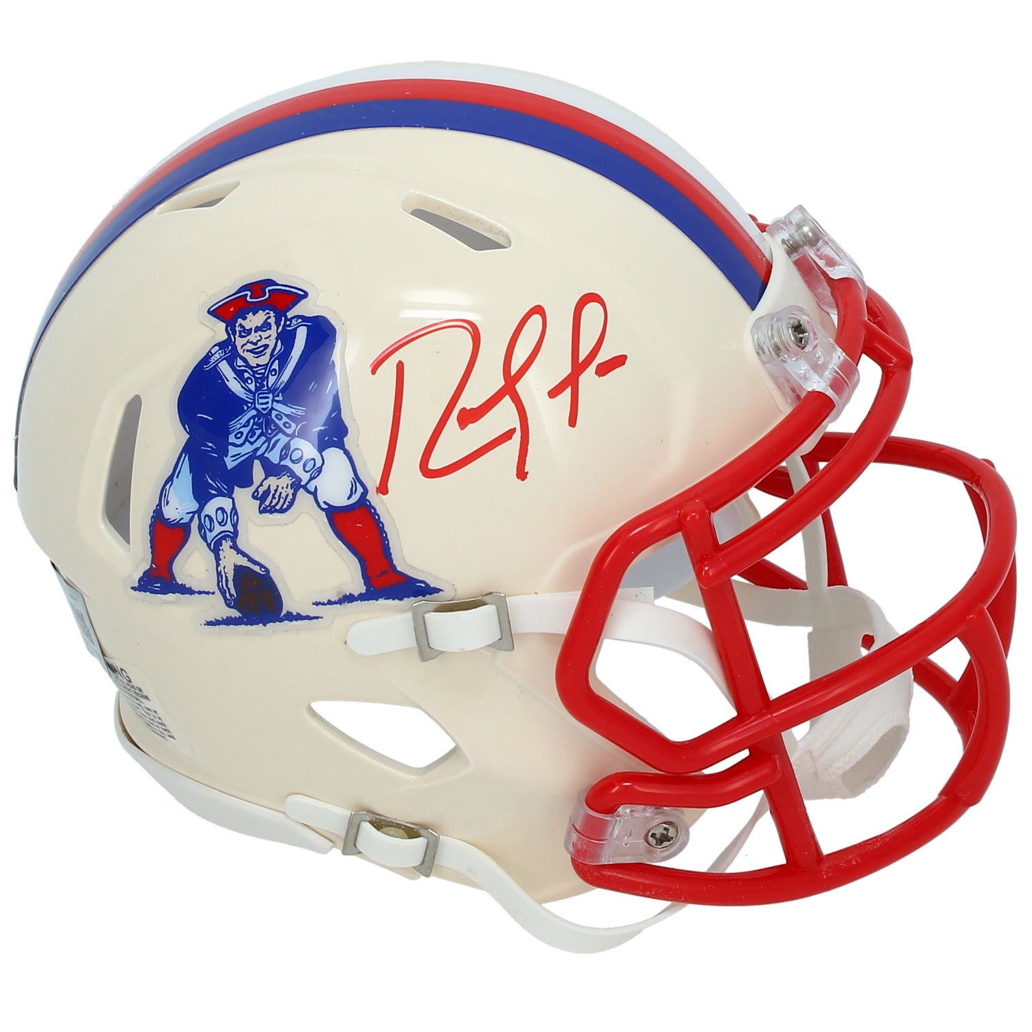 Randy Moss Autographed New England Patriots RETRO Speed Mini Helmet Beckett Witnessed