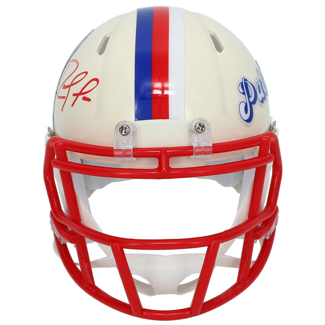 Randy Moss Autographed New England Patriots RETRO Speed Mini Helmet Beckett Witnessed