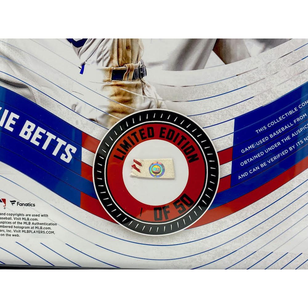 MOOKIE BETTS Unsigned Dodgers Framed 15" x 17" Game Used Baseball Collage LE 1/50