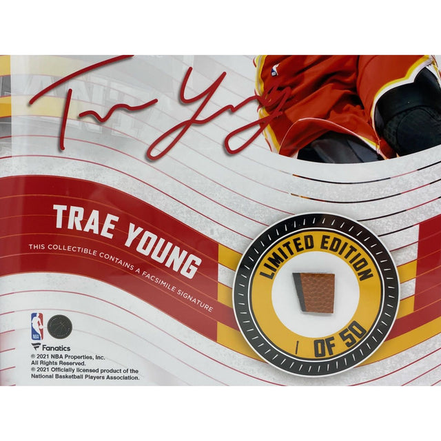 TRAE YOUNG Atlanta Hawks Framed 15" x 17" Game Used Basketball Collage LE 1/50