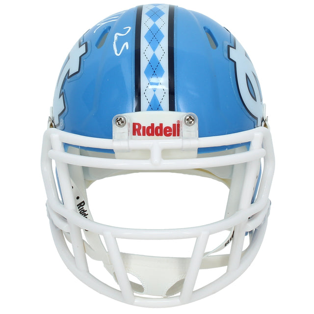Javonte Williams Autographed UNC Tarheels Speed Mini Helmet Beckett Witnessed