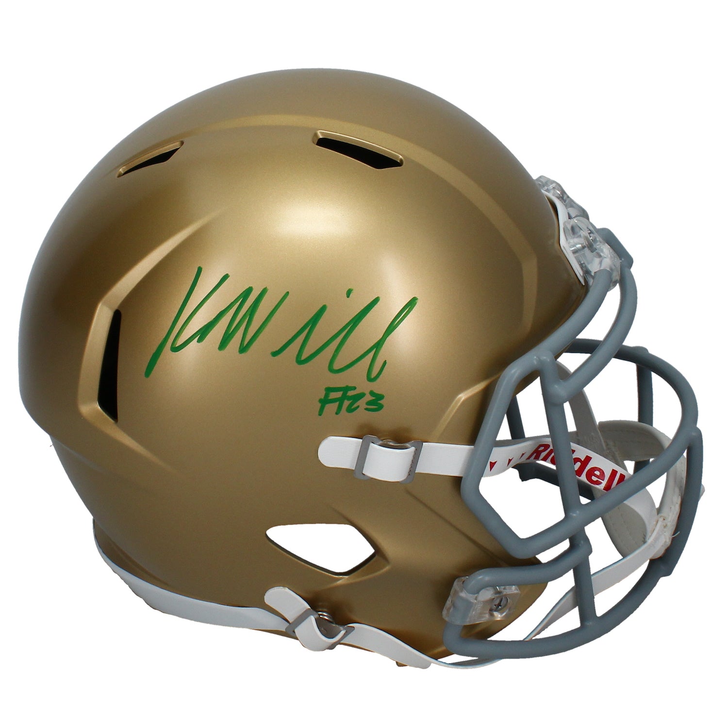 Kyren Williams Autographed (Green Ink) Notre Dame Speed Helmet Beckett