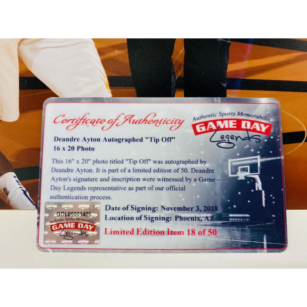 DEANDRE AYTON Signed Phoenix Suns 16 x 20 "Tip Off" Photograph STEINER LE 18/50