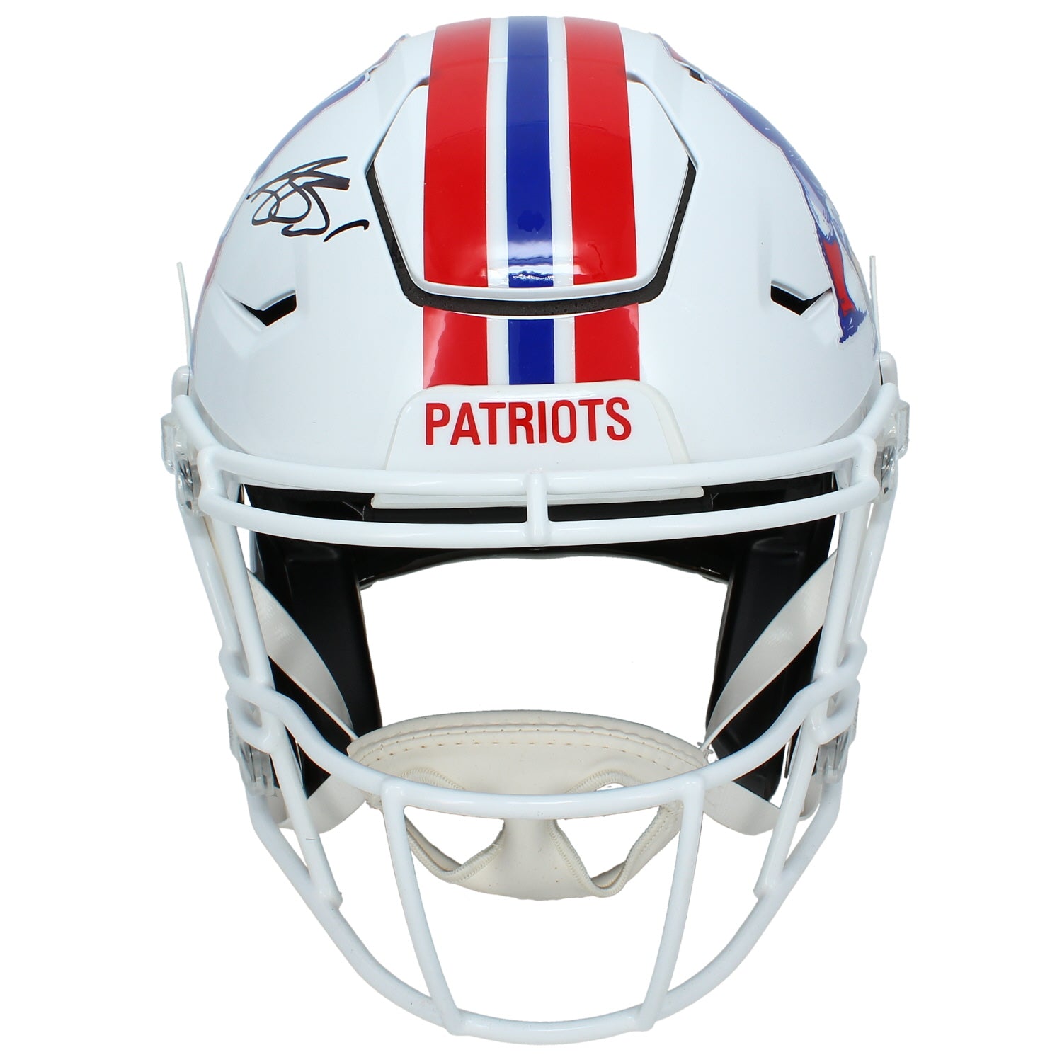 A.J. Brown Autographed New England Patriots 1982-89 Throwback Speedflex Authentic Helmet Beckett