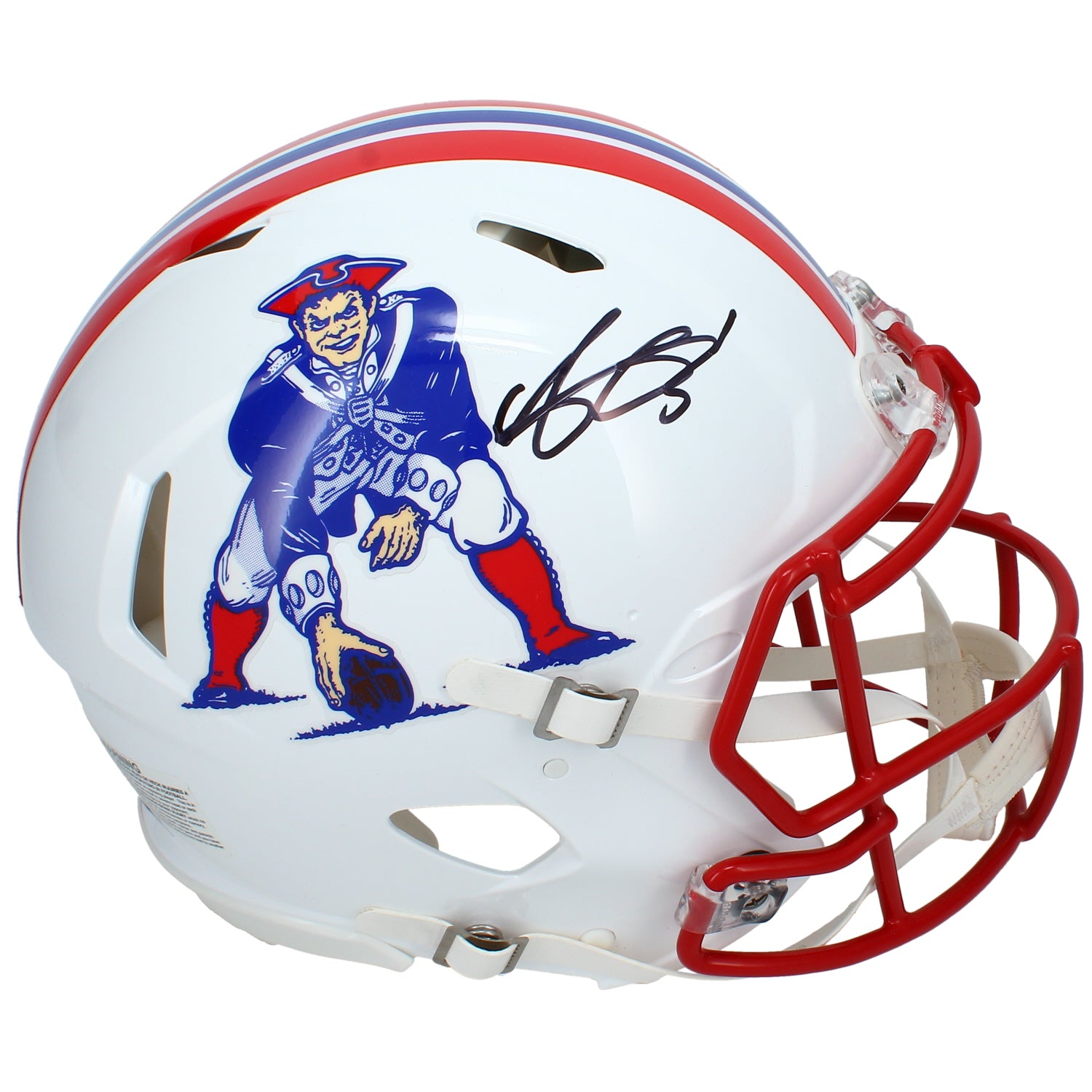 A.J. Brown Autographed New England Patriots 1990-92 Throwback Speed Authentic Helmet Beckett