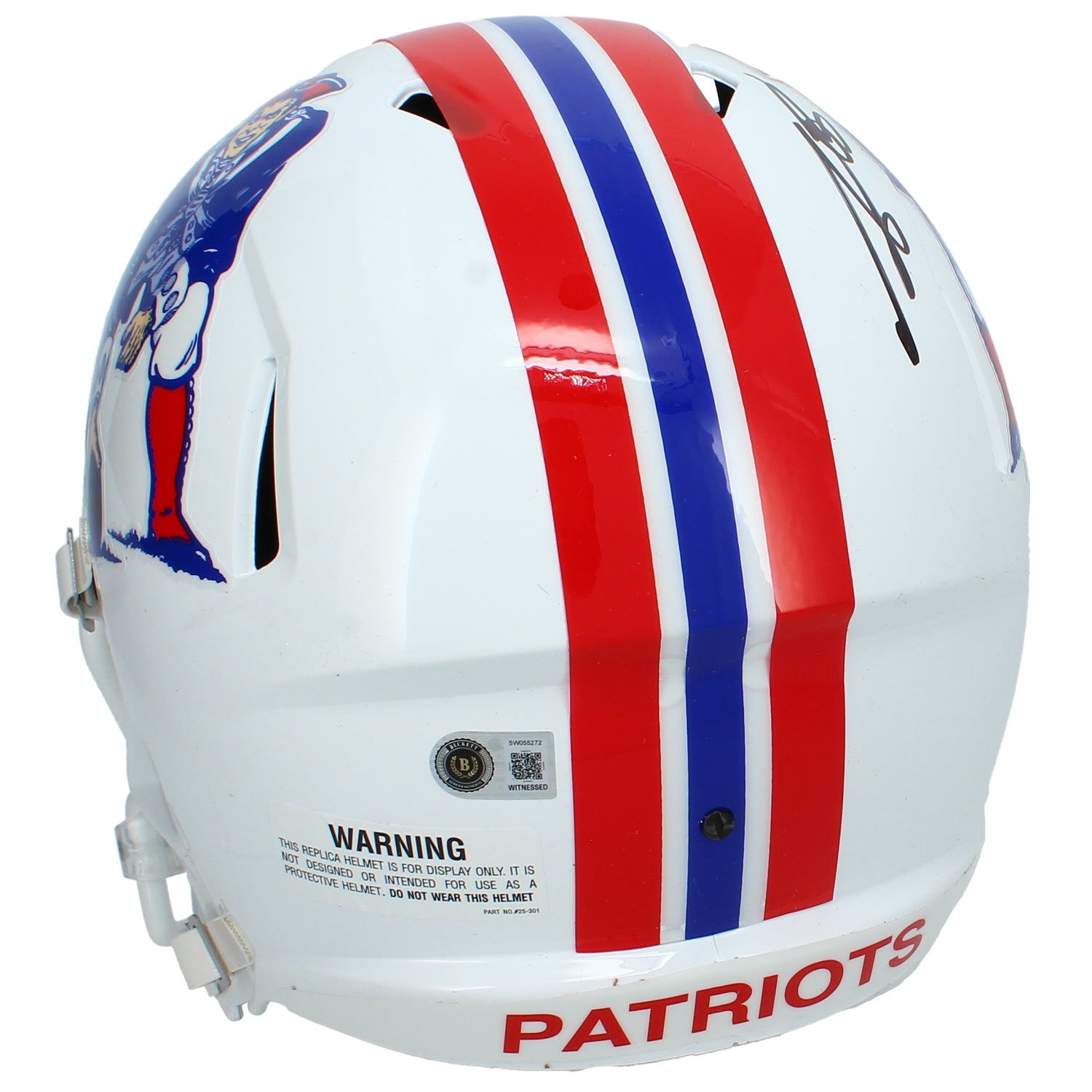 A.J. Brown Autographed New England Patriots 1982-89 Throwback Speed Full Size Helmet Beckett