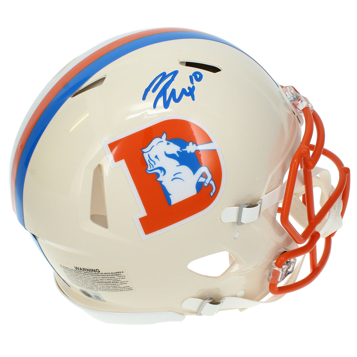 Bo Nix Autographed Denver Broncos RETRO Speed Authentic Helmet Beckett Witnessed