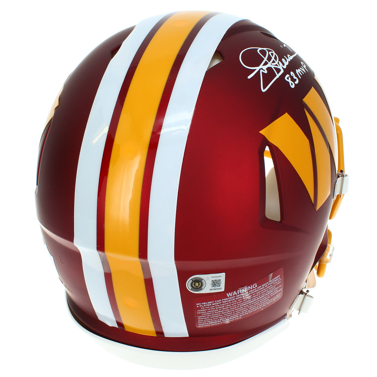 Joe Theismann Autographed/Inscribed "83 MVP" Washington Commanders Maroon 2025 Alternate Speed Authentic Helmet Beckett