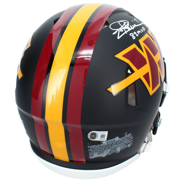 Joe Theismann Autographed/Inscribed "83 MVP" Washington Commanders Black 2026 Alternate Speed Authentic Helmet Beckett
