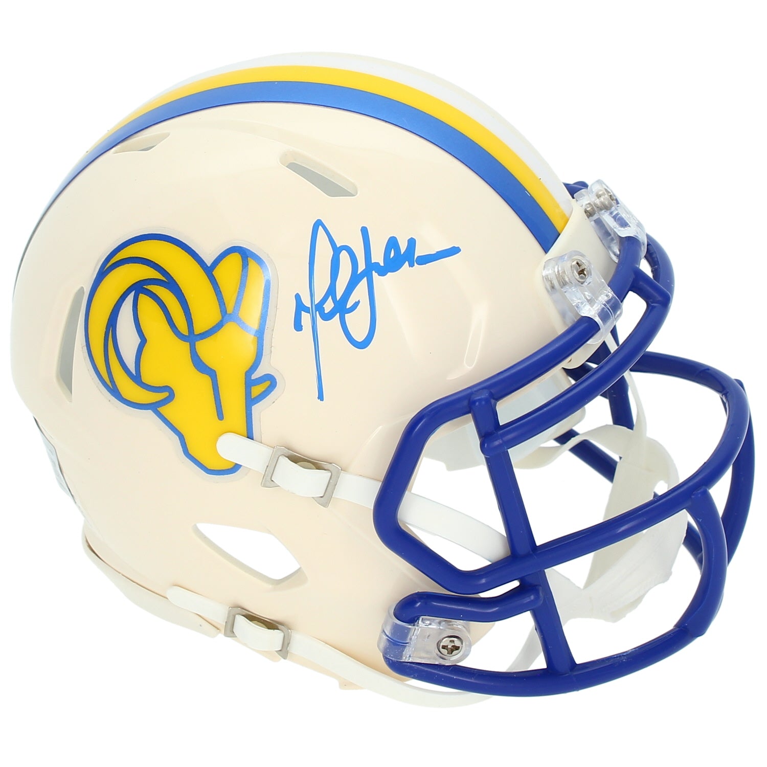 Marshall Faulk Autographed Los Angeles Rams RETRO Speed Mini Helmet Beckett